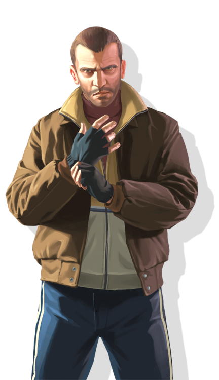 a drawing of a man in a brown jacket and blue pants