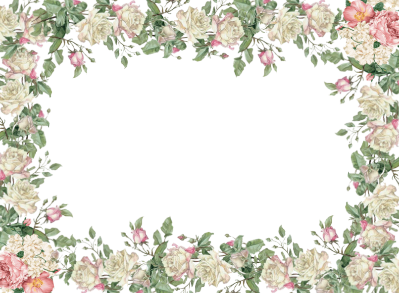 a floral frame with roses and leaves