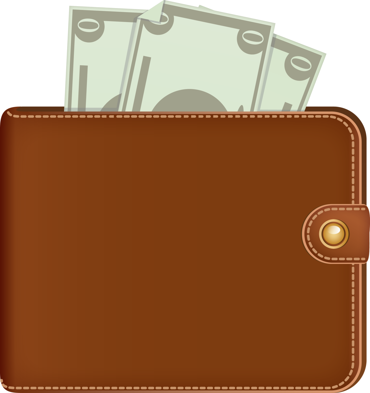 a brown leather wallet with money inside
