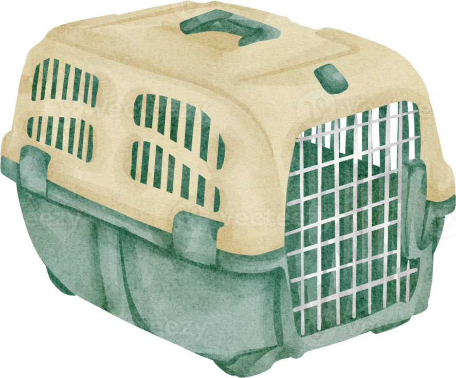 a watercolor drawing of a dog crate