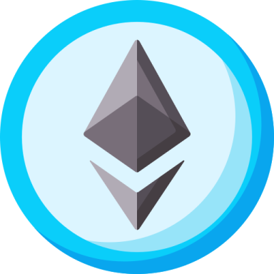the ether logo in a blue circle