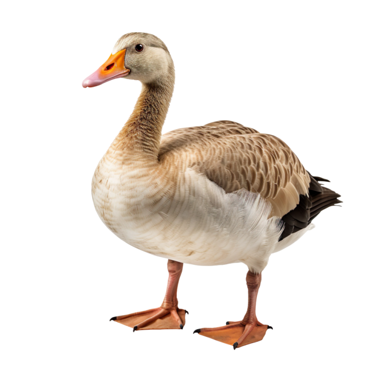 a duck is standing on its hinds