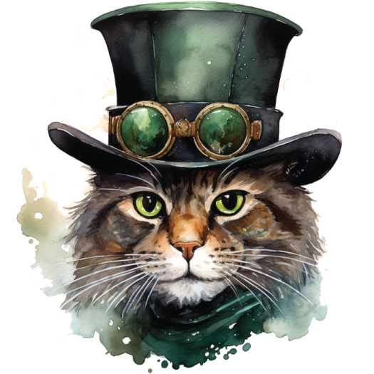 a cat wearing a top hat and glasses