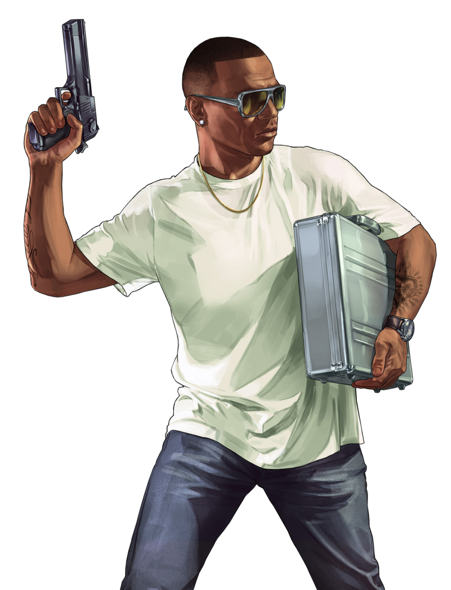 a drawing of a man holding a gun
