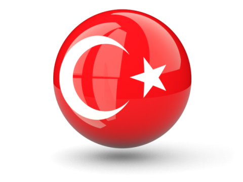 a red ball with the flag of turkey