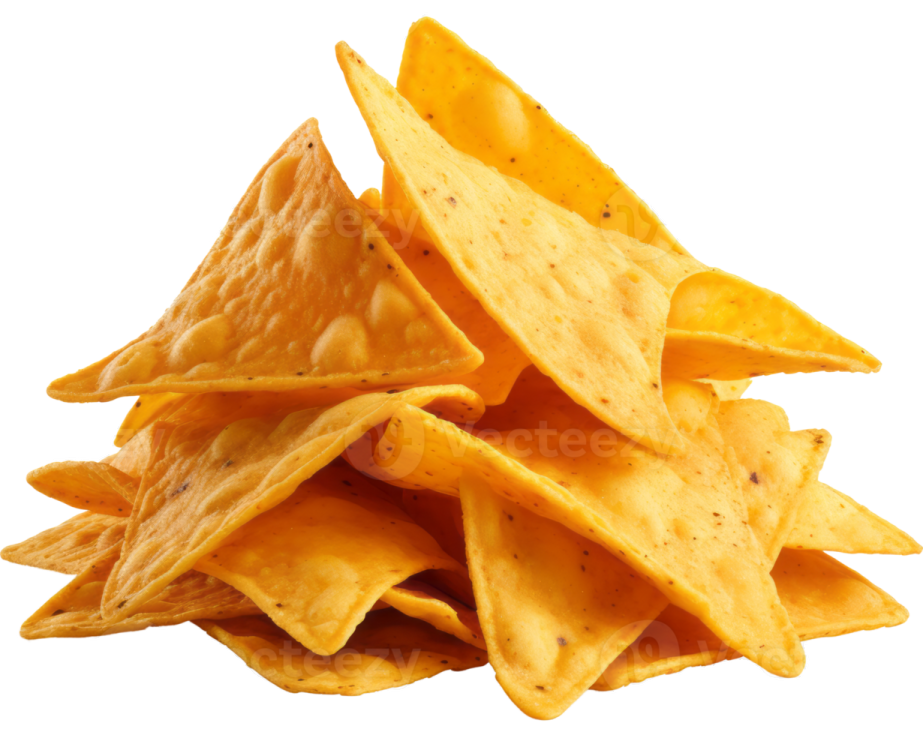 a pile of chips on a white background