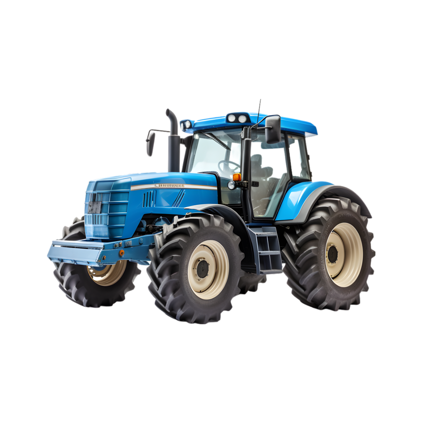 a blue tractor on a white background