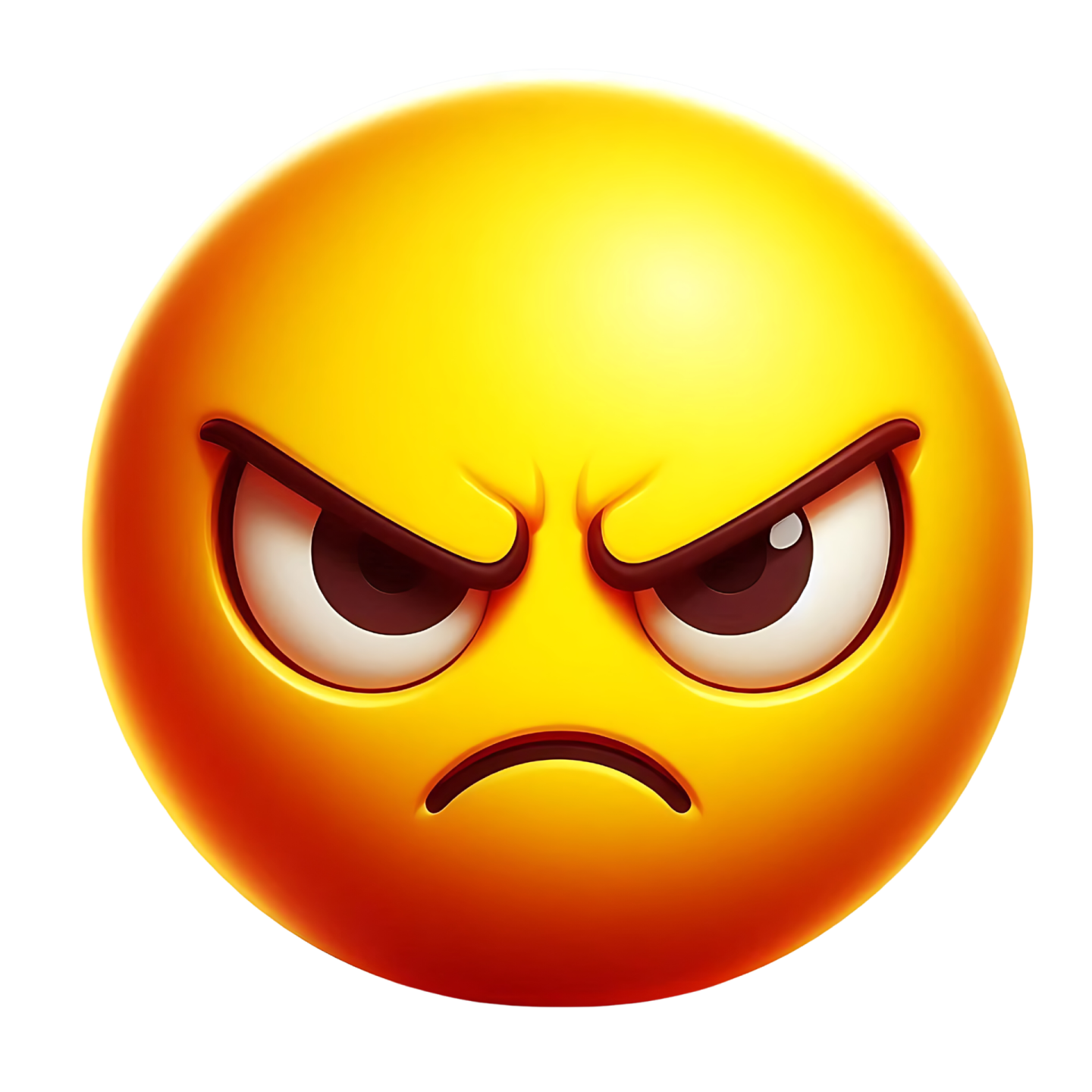 a yellow smiley face with an angry expression
