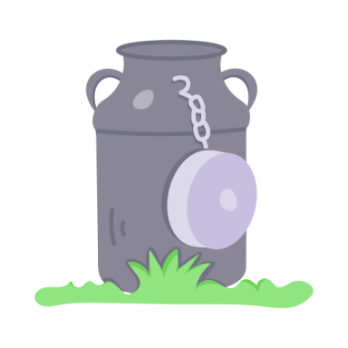 a black jug with a purple ball on it