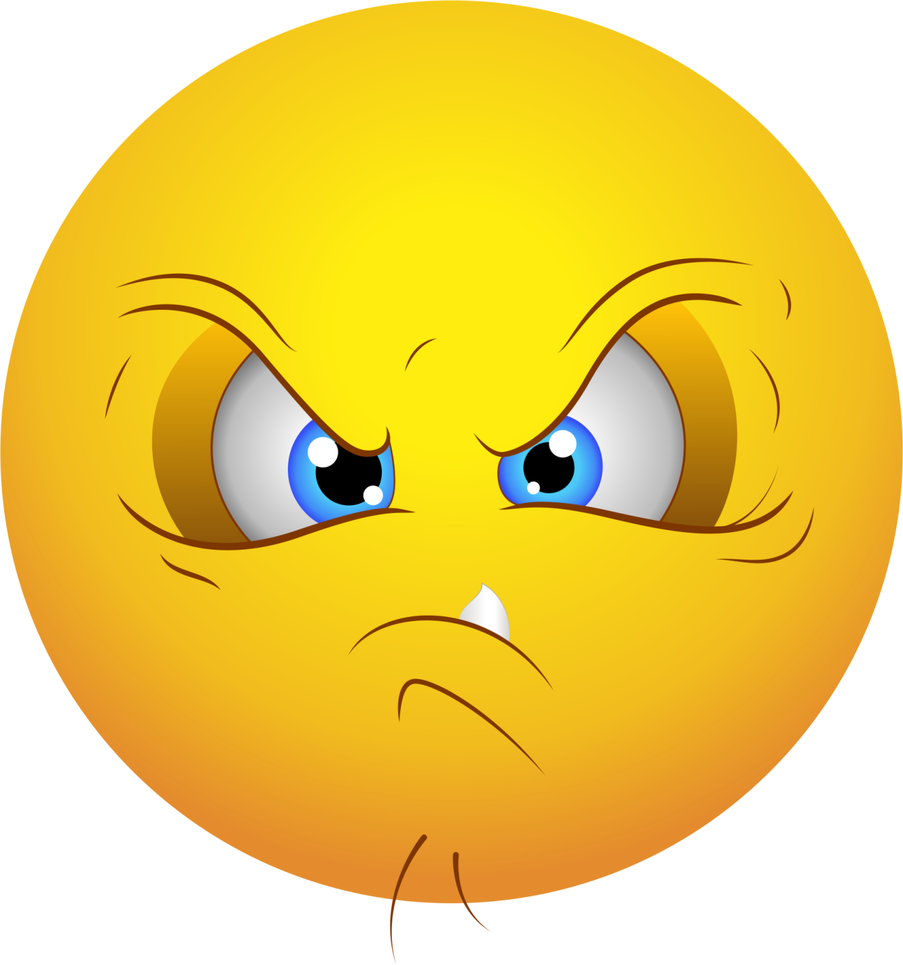 a yellow smiley face with blue eyes
