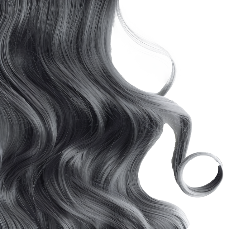 a woman with long grey hair