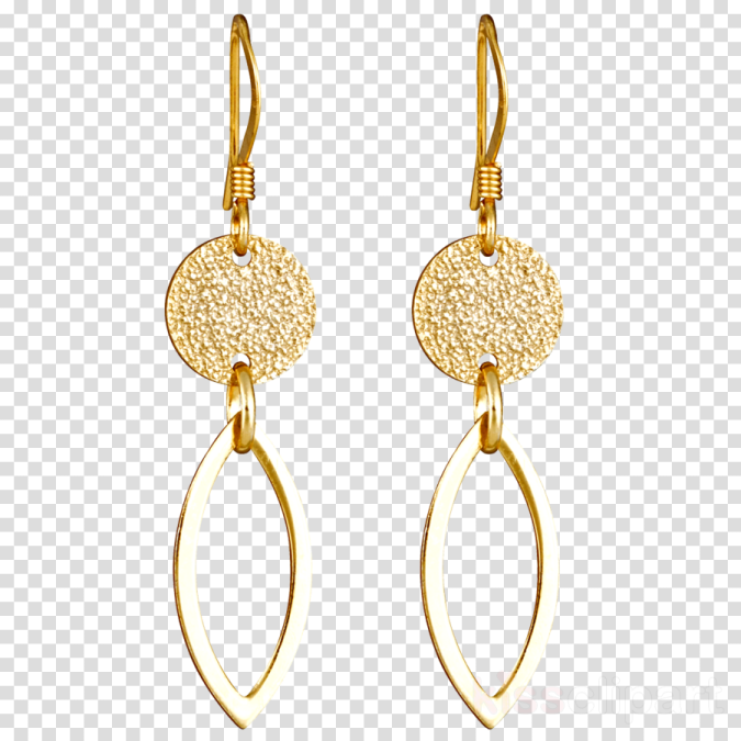 a pair of gold earrings on a transparent background