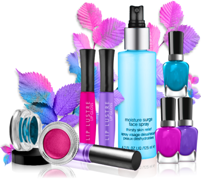 a variety of nail polishes and cosmetics products