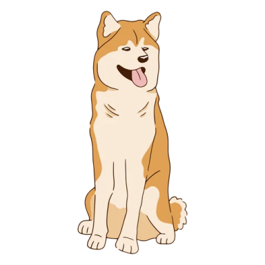 a brown and white dog sitting on the ground