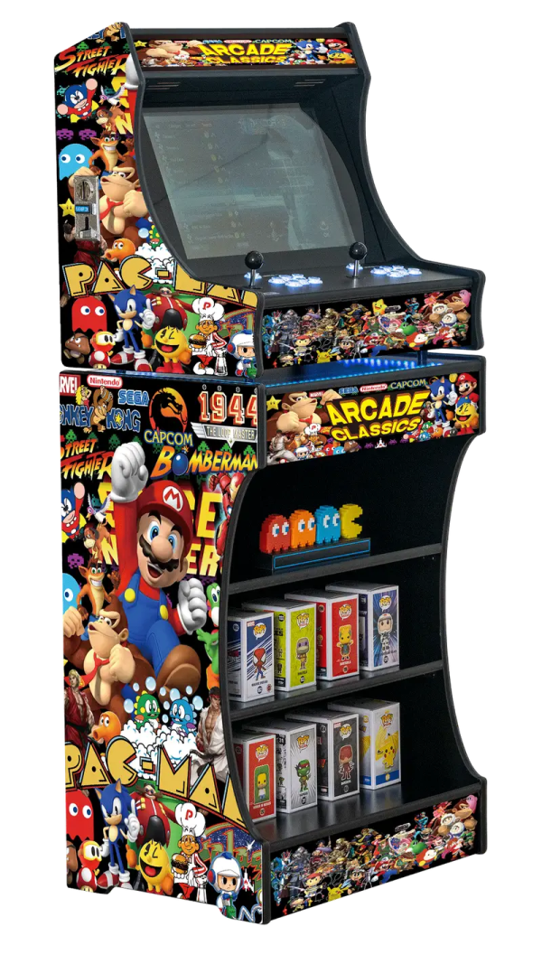 an arcade machine with a bunch of video games