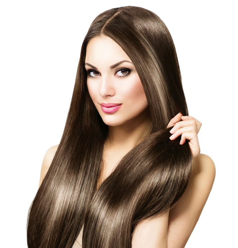 a woman with long brown hair