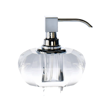 glass soap dispenser with chrome finish