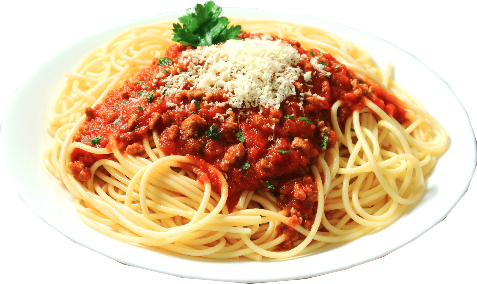 a plate of spaghetti with meat and sauce