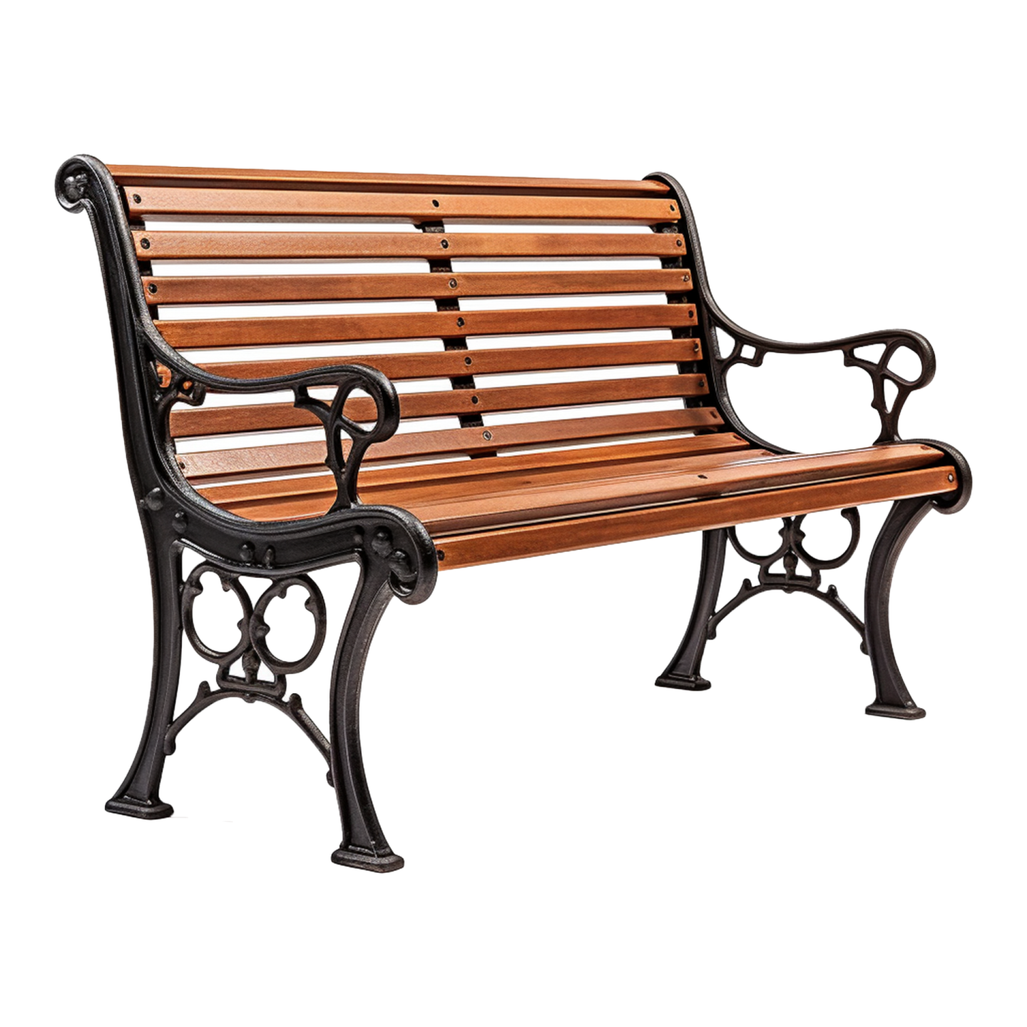 a wooden bench sitting on top of a white background