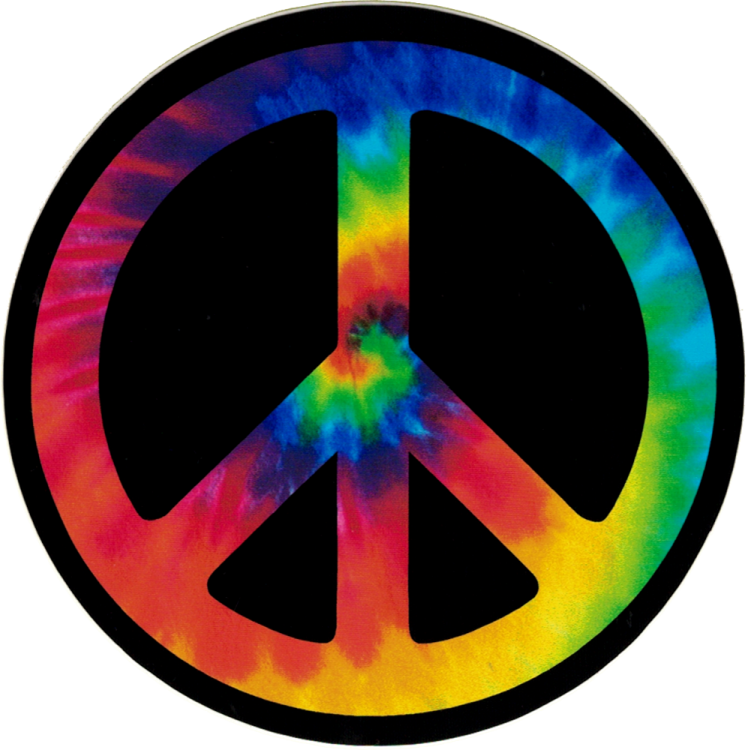 a peace sign with a tie dye effect