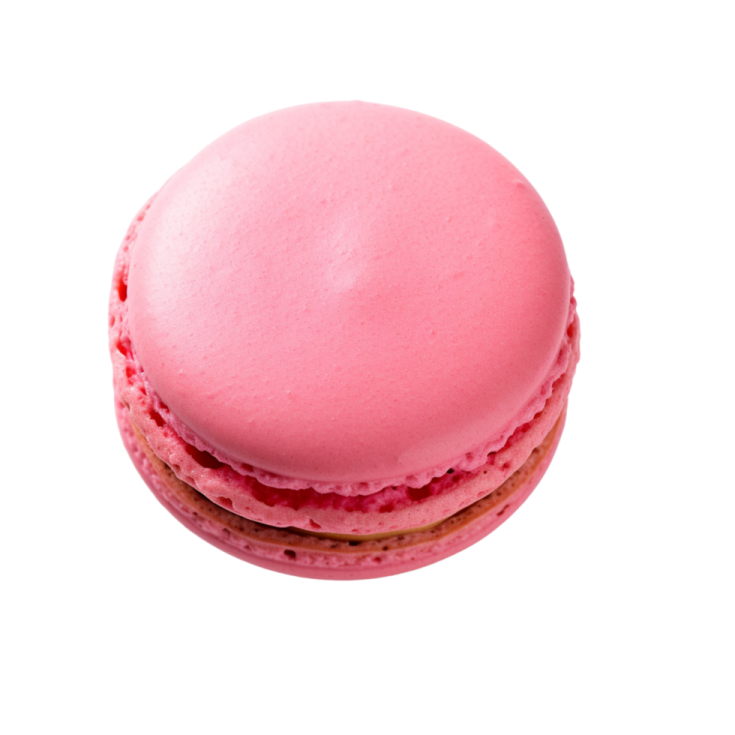 a pink macaron on a white background