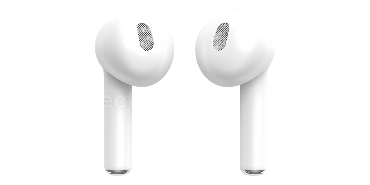 a pair of earphones on a white background