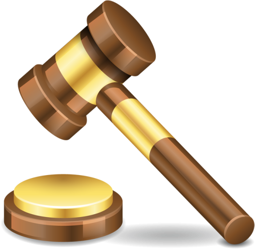 a judge's hammer and a gave