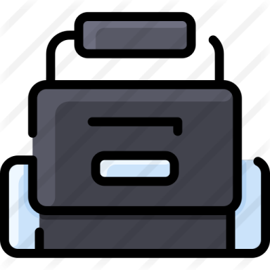 a black and white icon of a backpack