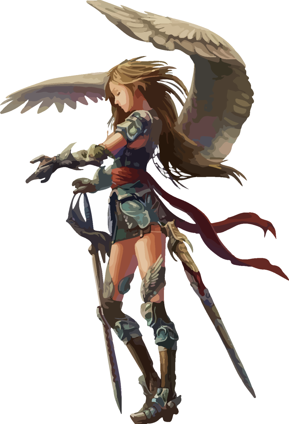 a woman with wings and a sword in her hand