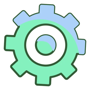 a green and blue gear wheel