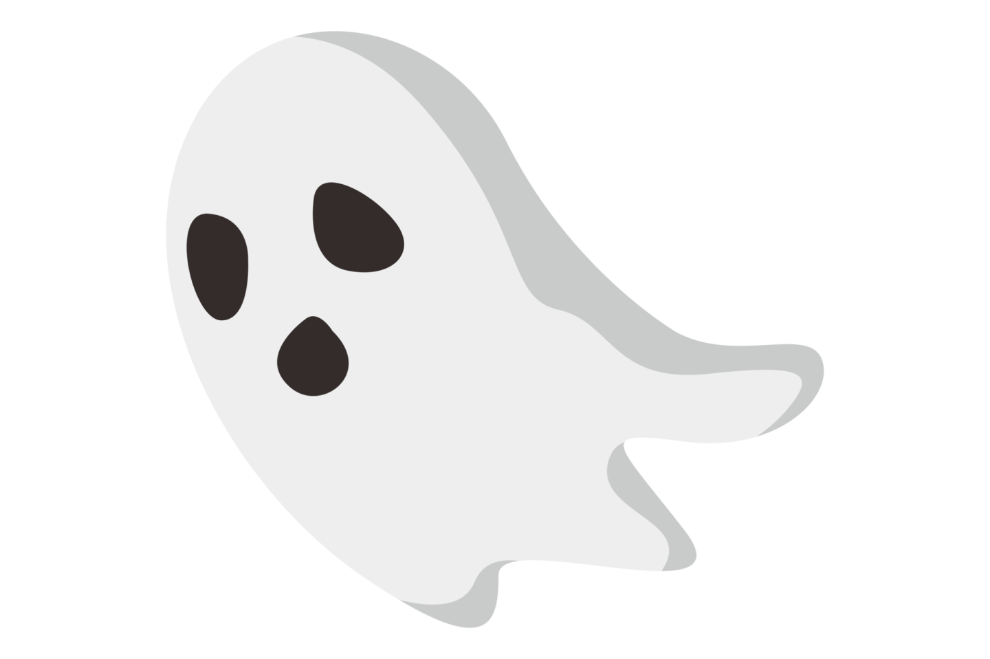 a white ghost with black eyes