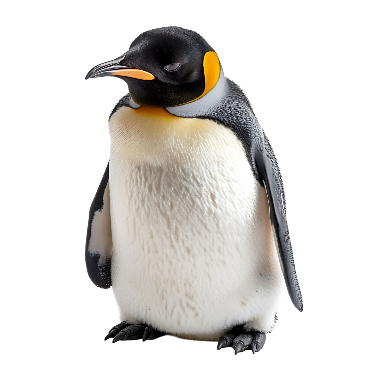 a close up of a penguin on a white background