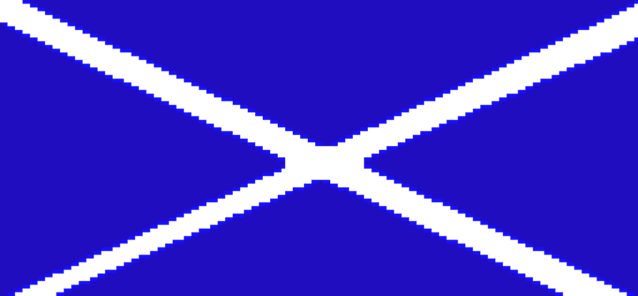 a white cross on a blue background
