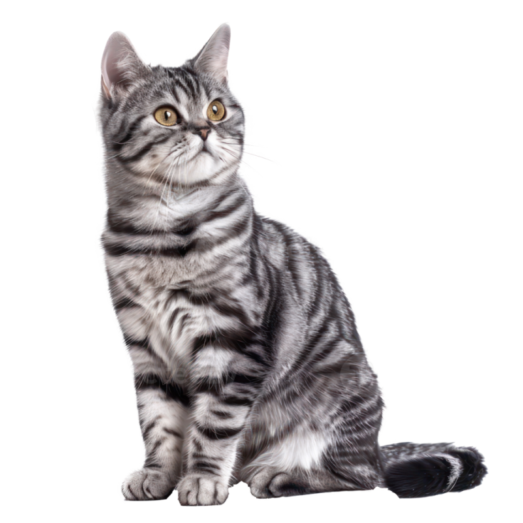 a gray and white kitten sitting on the floor
