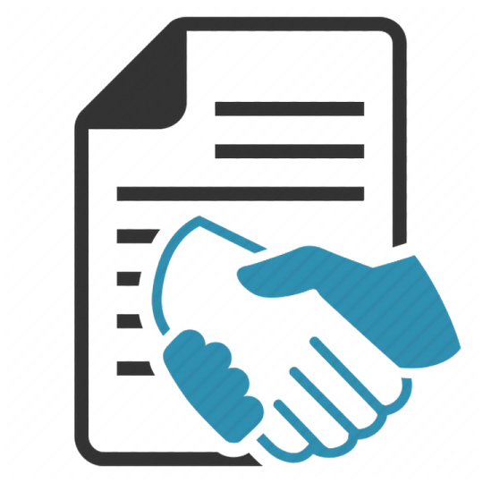 two hands shaking over a document