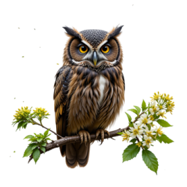 an owl sitting on top of a tree branch
