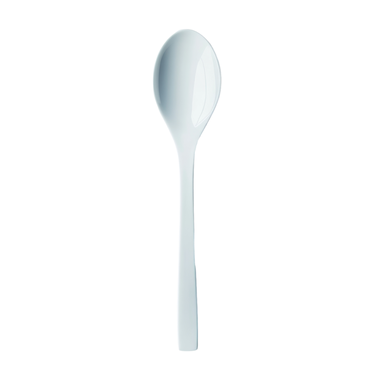 a spoon with a white handle on it