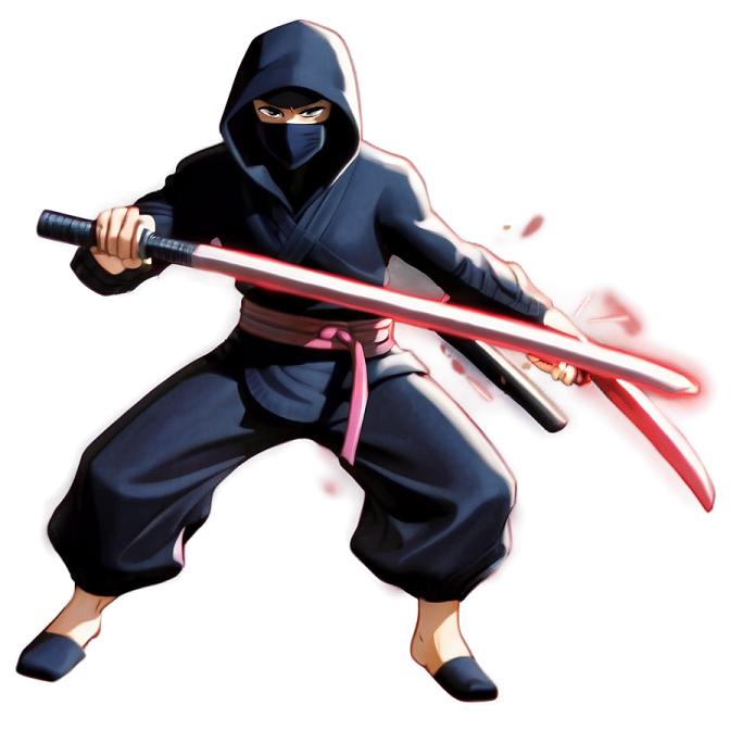 a man in a ninja costume holding a sword