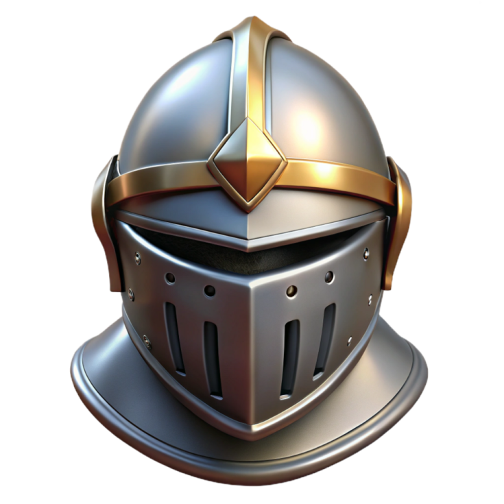 an image of a helmet with gold accents