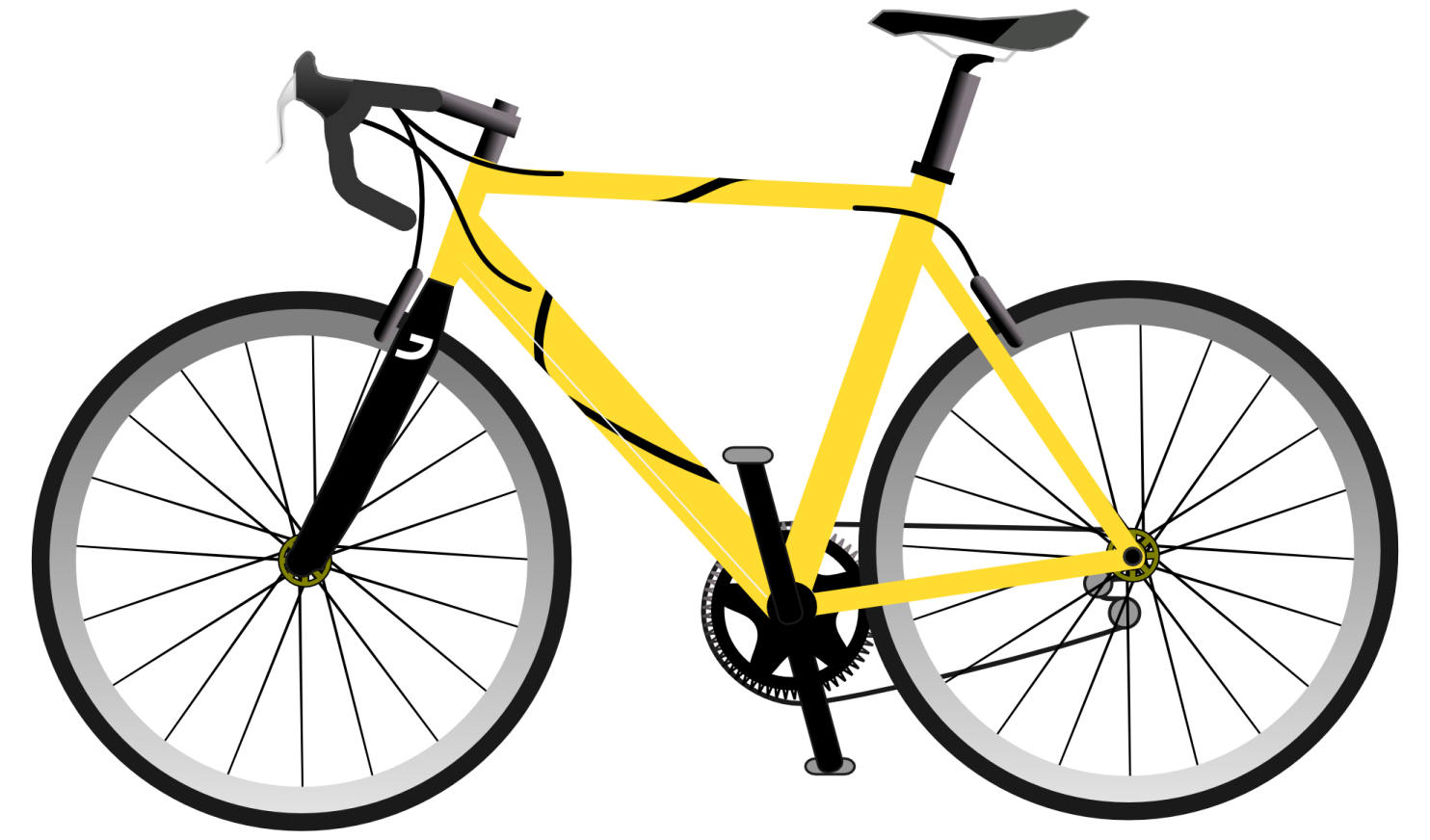 a yellow bicycle on a white background