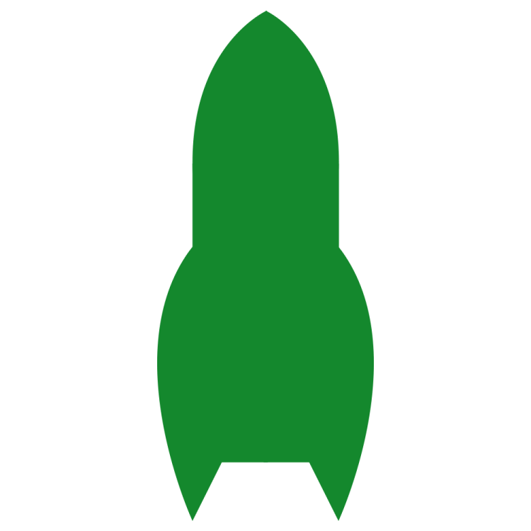 a green rocket icon on a white background