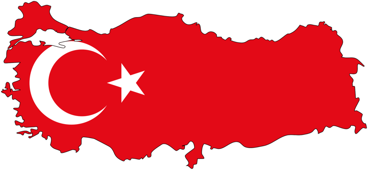 a map with the flag of turkey