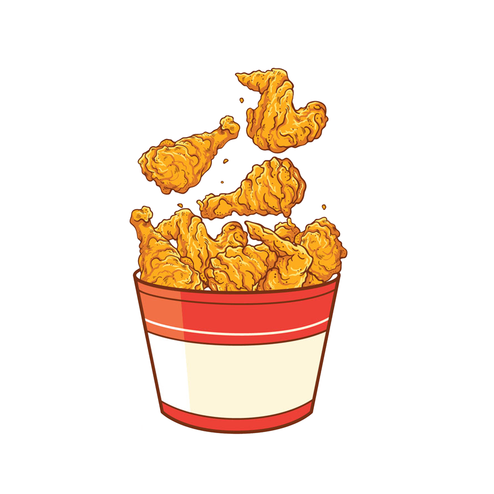 a bucket full of fried chicken