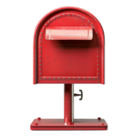 a red mailbox on a white background