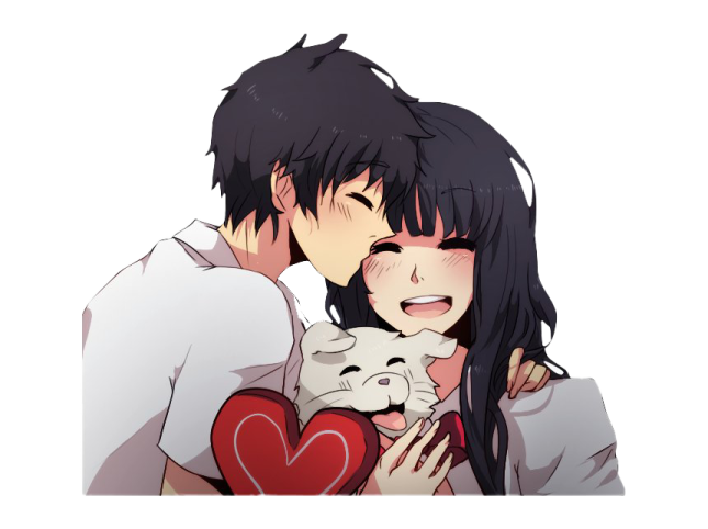 a girl hugging her boyfriend in front of the camera