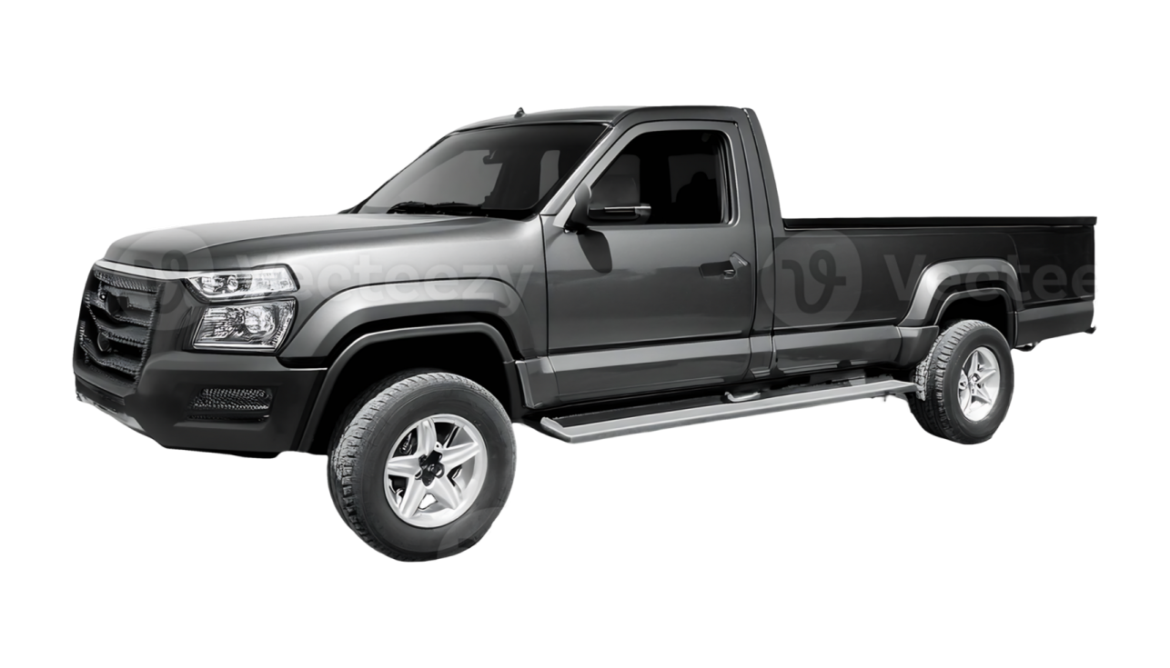 a black pickup truck on a white background