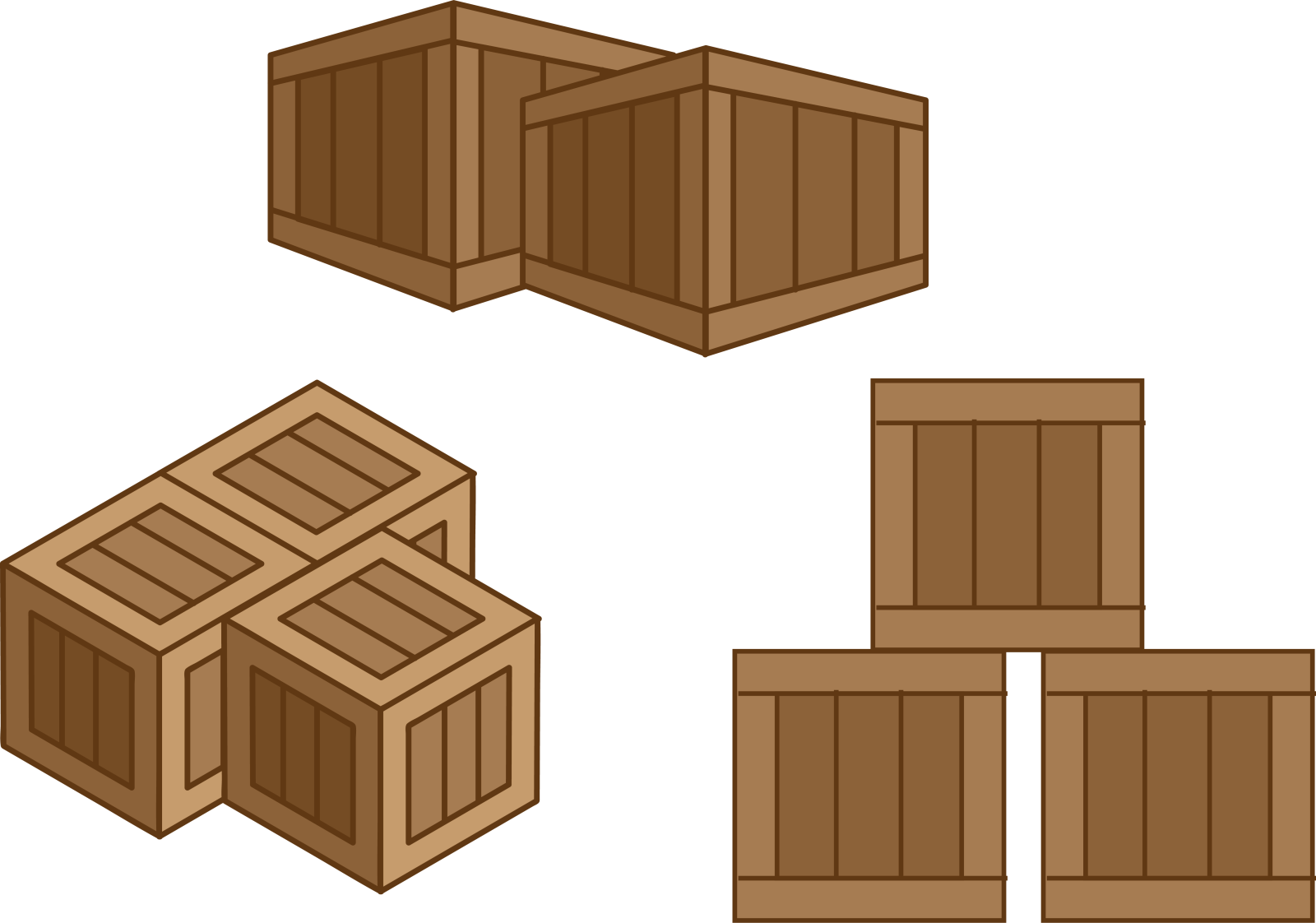 a set of three wooden boxes