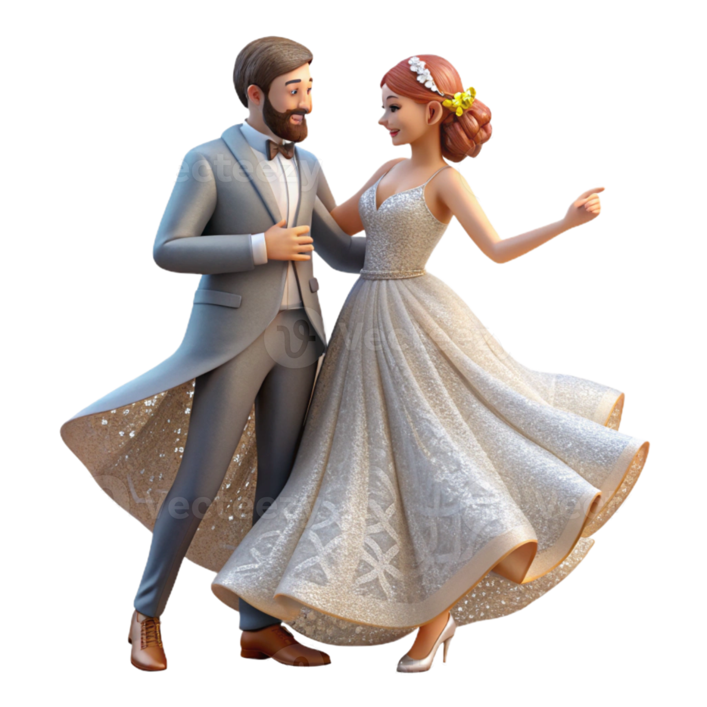 a bride and groom are dancing together