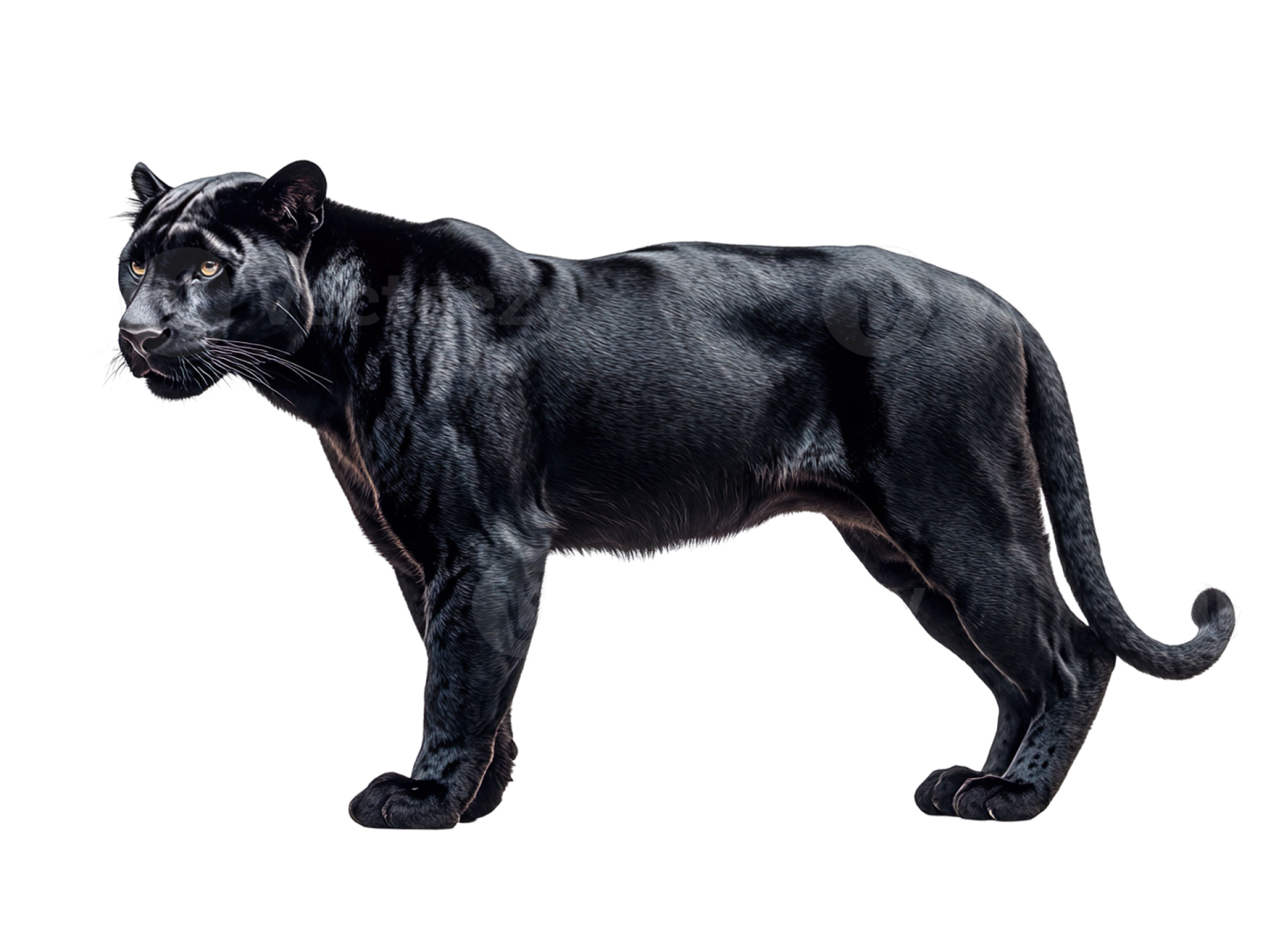 a black panther standing on a white background