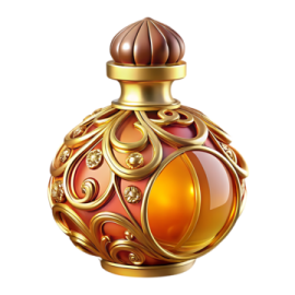 a bottle of perfume on a white background